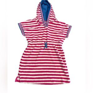 Mini boden 5-6 striped toweling hoodie cover up swim